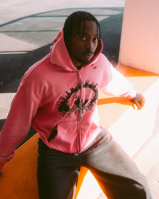 Pink Rhinestone Zip-Up