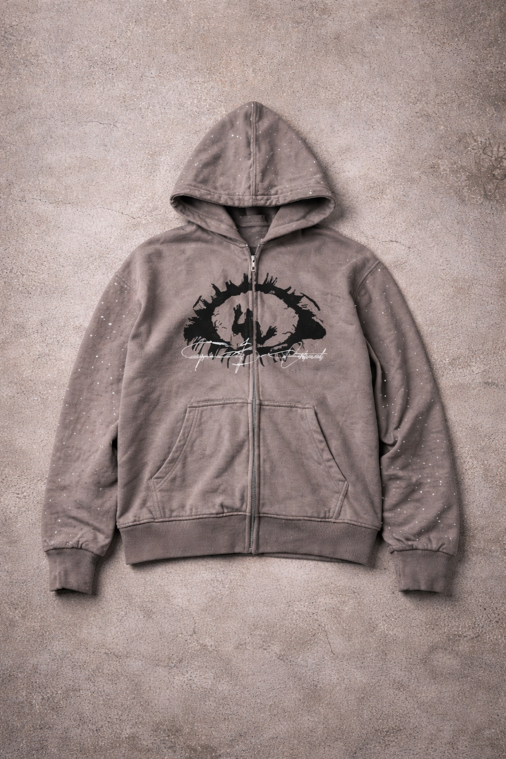 Grey Rhine Stone Zip-Up